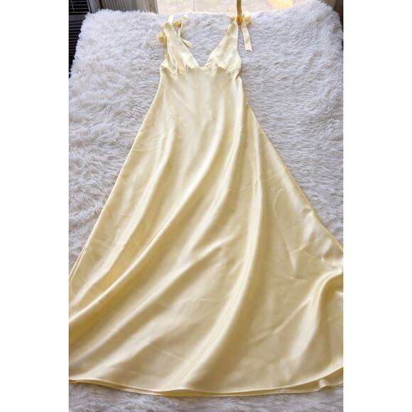 ZARA Satin Slip Dress Cream Ivory Maxi Tie Strap Elegant EU Style Size M - Picture 3 of 9